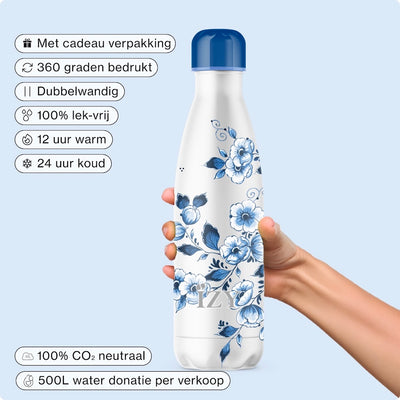 IZY Bottle - Delfts Blue - Blossom - 500ml