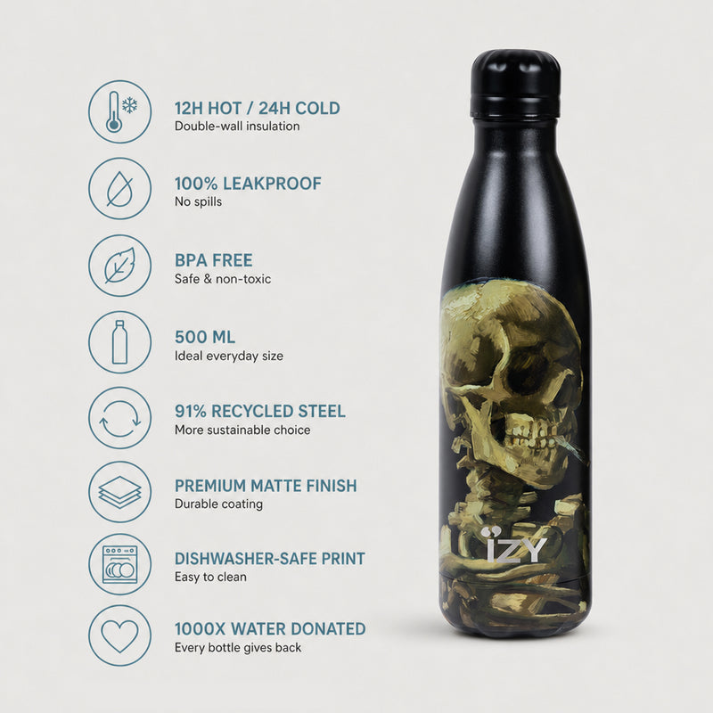IZY Bottle - Skull with Burning Cigarette - 500ml - USP's